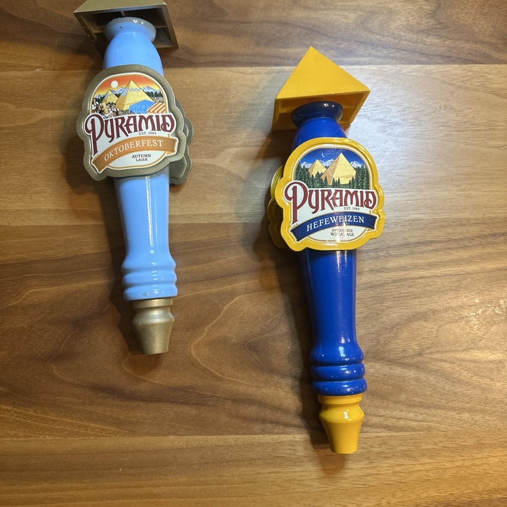 Pyramid Beer Tap Handle Lot of 2 Hefeweizen Oktoberfest Breweriana Home Bar